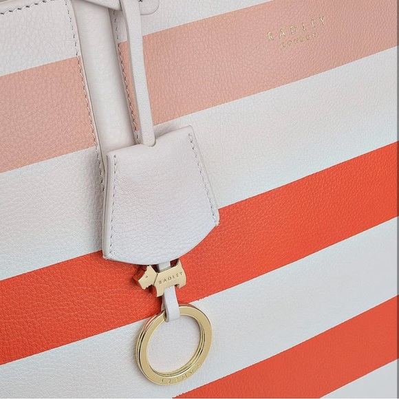 NWT Radley Chrisp Street Summer Stripes Large Leather Zip Top Tote Bag - Picture 10 of 11